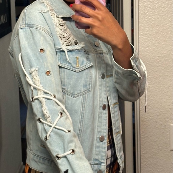 Distressed Blue Jean Jacket - Picture 1 of 2